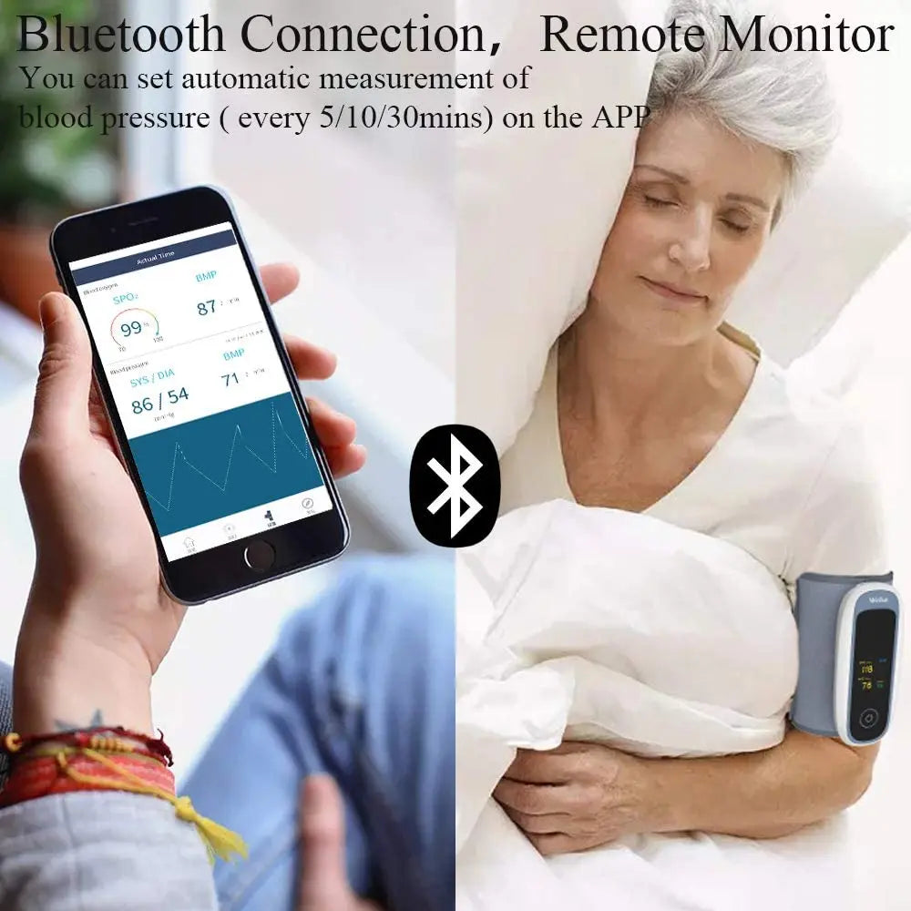 Multifunction Wireless Arm 24hours Blood Pressure Monitor With Blood Oxygen Holter+Adult,Child Free APP Software