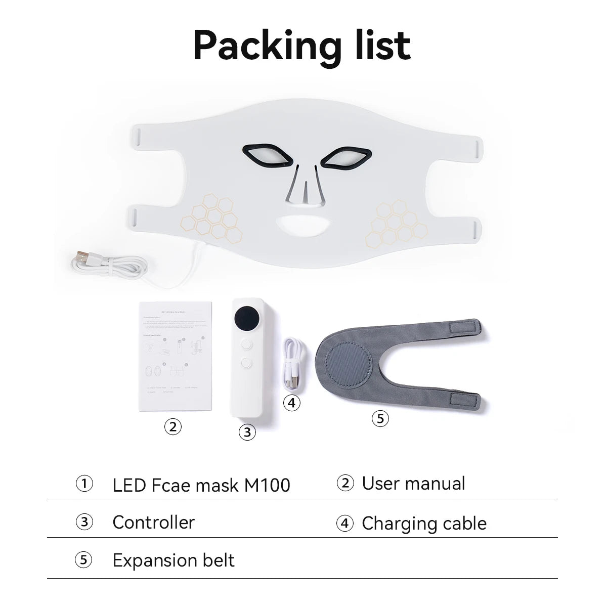 Hello Face Rechargeable Red Light Therapy Mask for Face & Neck Infrared LED Mask Skincare Device for Glowing Skin