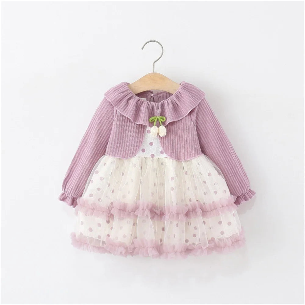Baby Girls' Dress Toddler Clothes Children's Casual Long Sleeve Birthday Princess Dresses for Girls Clothing 0-3 Years Old