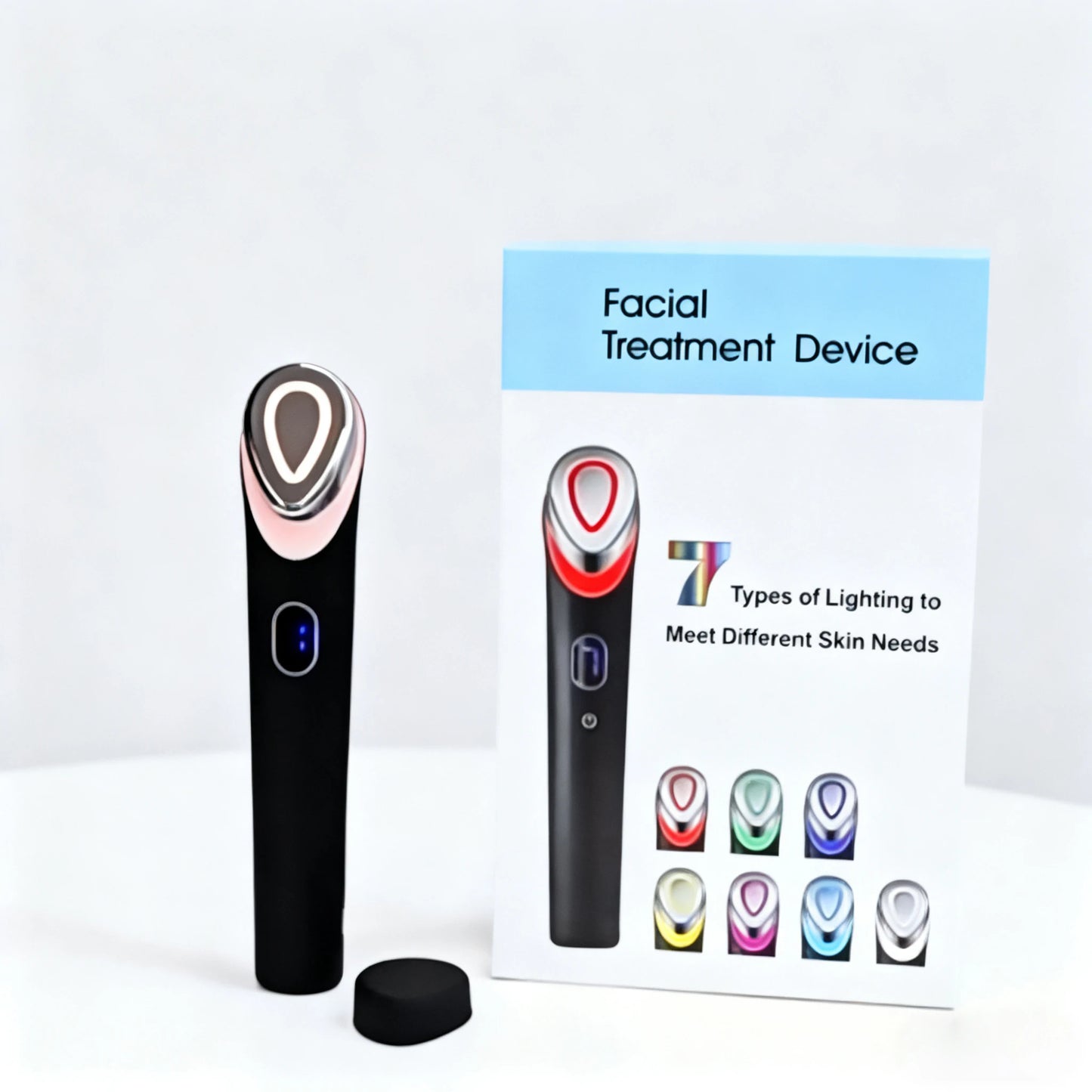 NEW Booster Pro Led Facial Light Therapy 7 Colors Eye Beauty Wand Red Light Eye Massager for Skincare & Blue Rejuvenation Tool