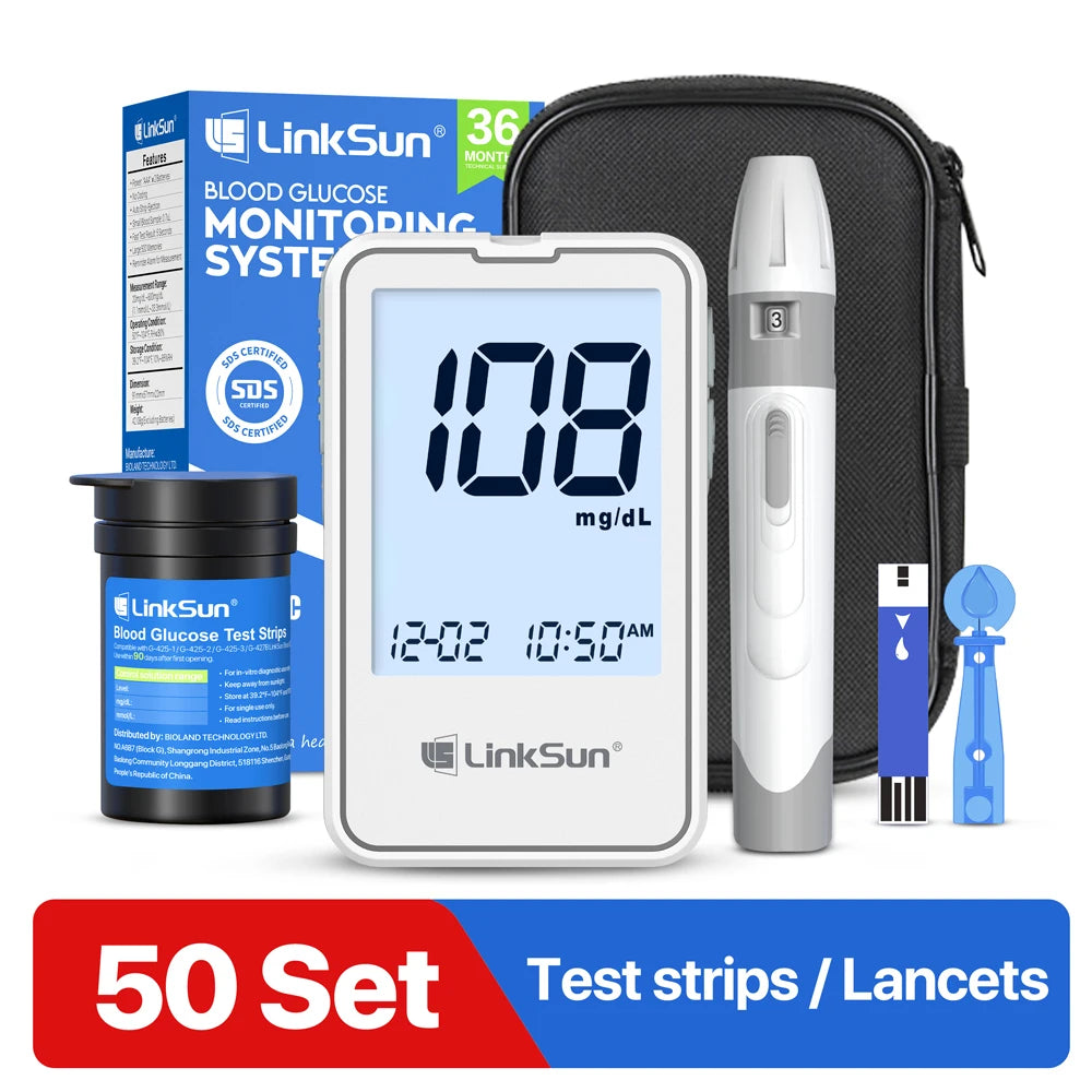 Blood Glucose Monitor G-425-1 50 Strips High-Precision+ Brightness 1 Blood Sugar Monitor 1 Lancing Device Diabetes Testing Kit