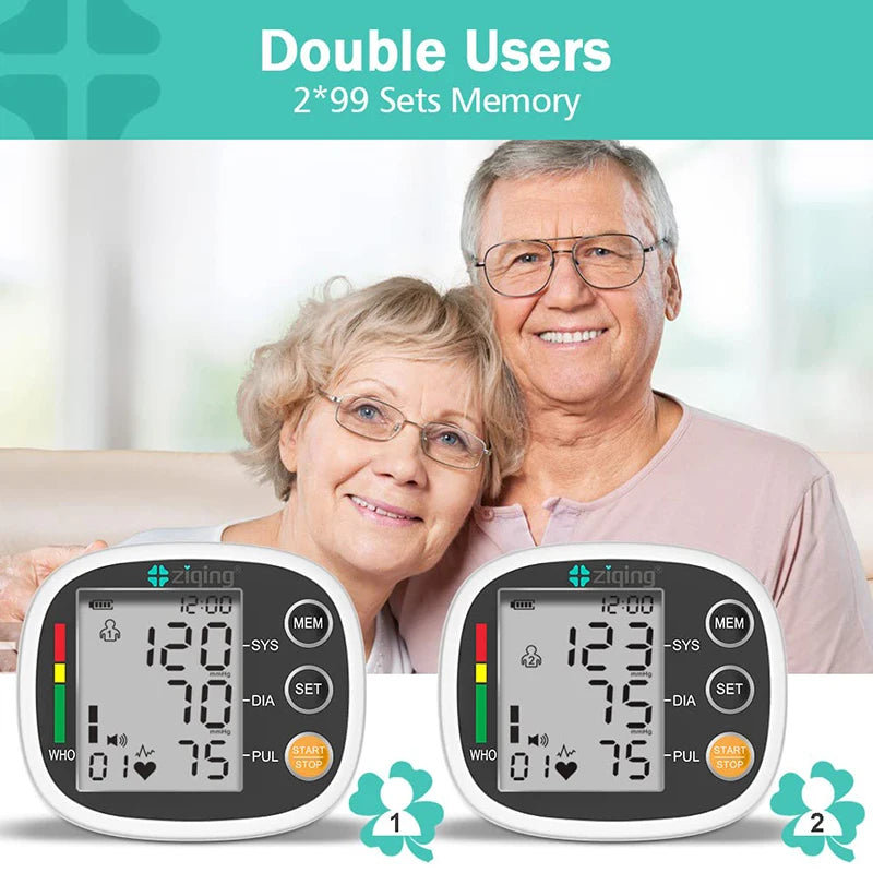 Rechargeable Portable Sphygmomanometer Medical Digital Wrist Blood Pressure Monitor Pulse Heart Rate Monitor Tonometer тонометр