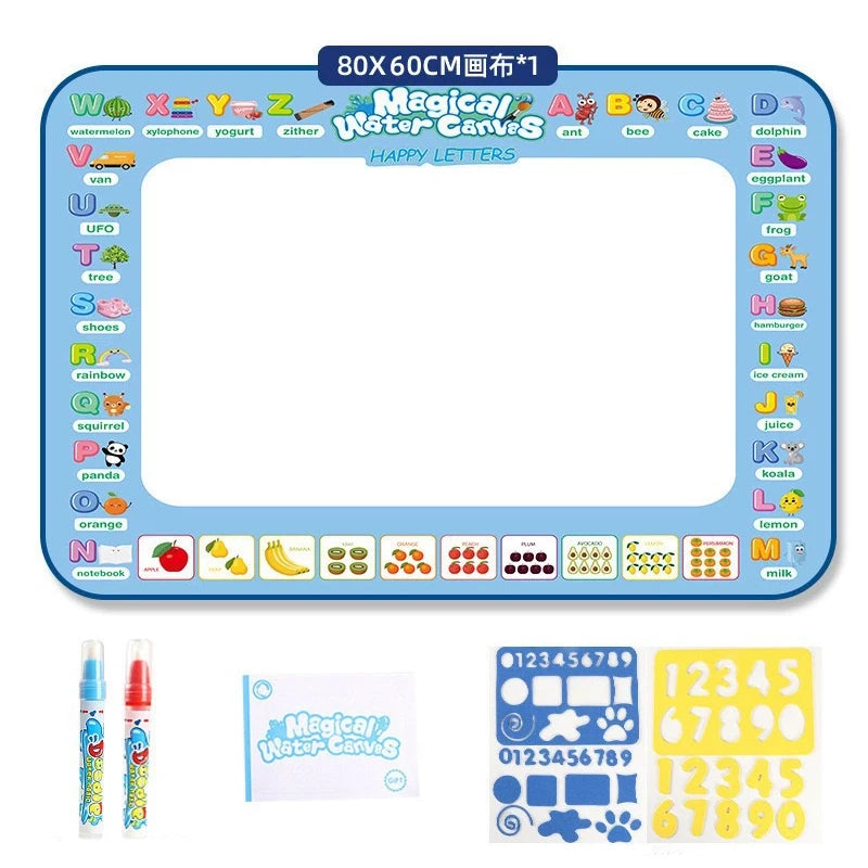 Magic Water Canvas with Pens Reusable Magic Water Drawing Mat for Children Montessori Educational Toys for Kids Christmas Gift