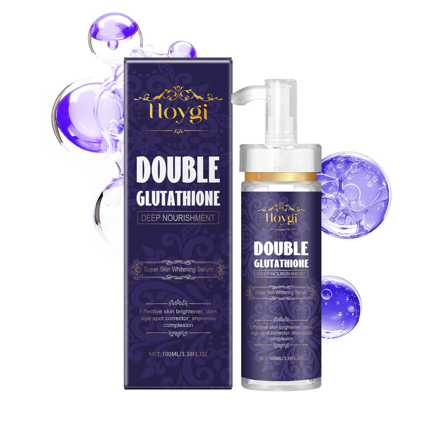 Hoygi 100ml Double Glutathione Serum For Skin Whitening Moisturizing Repair Dullness Remove Dark Spots Brighten Skin Care Serum