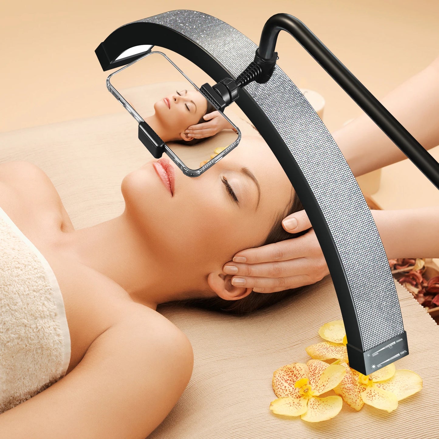 Fosoto FT-Y9 Half-moon Lamp Fill Light Photography Lamp LED Light Lash Light With Rhinestones For Beauty Eyelash Tattoo Makeup