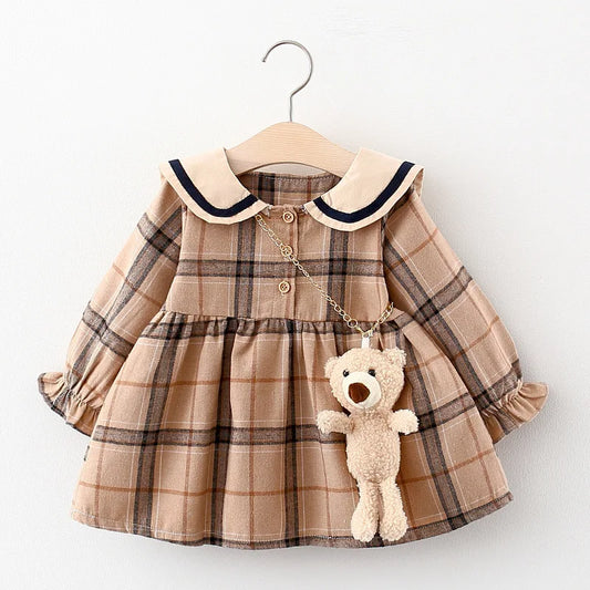 2025 Fall Newborn Baby Girl Dress Clothes Toddler Girls Princess Plaid Birthday Dresses For Infant Baby Clothing 0-2y Vestidos