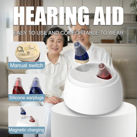 ITE Elderly Hearing Aid Rechargeable ITE Deaf The Listening Device Invisible Sound Amplifier Hearing Aids Headphones