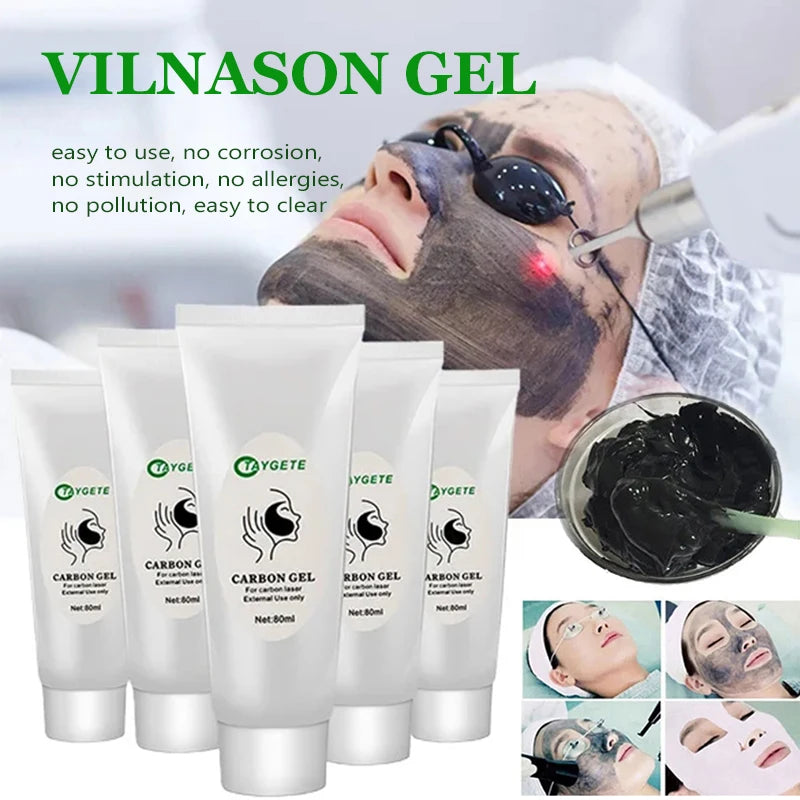 2/5Pcs Black Gel Mask For ND YAG Laser Skin Peeling Carbon Cream Whitening Facial Rejuvenation Moisturizing Peel Deep Cleaning
