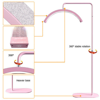 Fosoto FT-Y9 Half-moon Lamp Fill Light Photography Lamp LED Light Lash Light With Rhinestones For Beauty Eyelash Tattoo Makeup