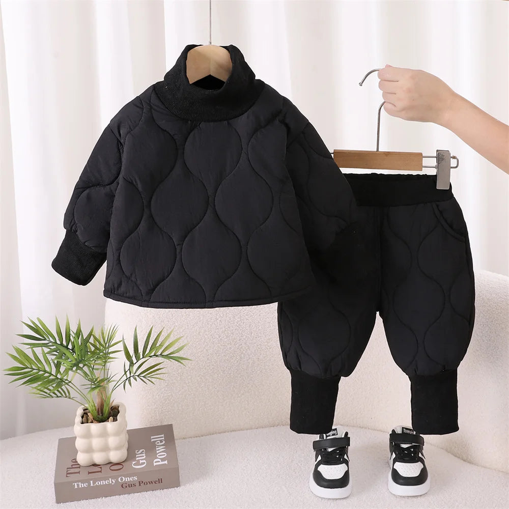 Autumn Winter Baby Boy Clothes Long Sleeve Warm Kids Clothes Set Children Cotton Jacket+ Pants 2pcs Suit Toddler Outfits