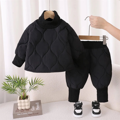 Autumn Winter Baby Boy Clothes Long Sleeve Warm Kids Clothes Set Children Cotton Jacket+ Pants 2pcs Suit Toddler Outfits