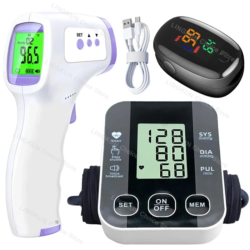 Digital Arm Blood Pressure Meter Cuff Medical Automatic Pressure Tonometer Tensiometer Heart Rate Pulse Meter BP Monitor Healthy