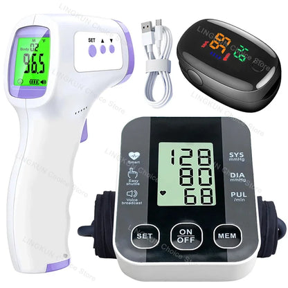 Digital Arm Blood Pressure Meter Cuff Medical Automatic Pressure Tonometer Tensiometer Heart Rate Pulse Meter BP Monitor Healthy