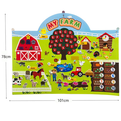 Farm Animals Felt Story Board Set Storytelling Early Learning Interactive Play Kit Wall Hanging Puzzle Toys for Toddlers Gifts