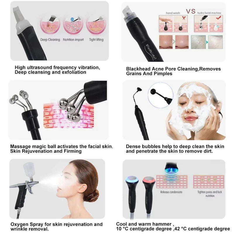 2025 10 in 1 Hydro Dermabrasion Machine Facial Deep Cleaning Eye Lifting Water Oxygen Spray Skin Care Bubble SPA Beauty Device