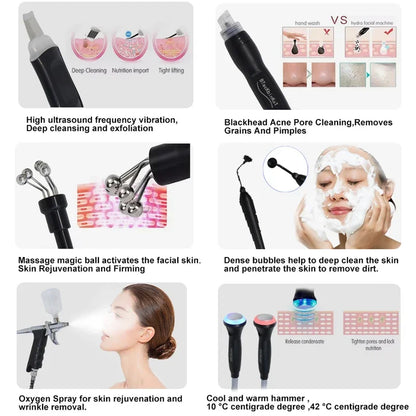 2025 10 in 1 Hydro Dermabrasion Machine Facial Deep Cleaning Eye Lifting Water Oxygen Spray Skin Care Bubble SPA Beauty Device