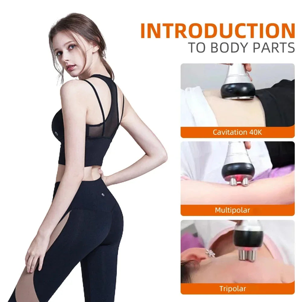 3 in 1 Multi-Pole Vacuum Cavitation 40KHz Ultrasonic Slimmer Weight Loss Cellulite Reduction Shaping Slimming Firming Massage