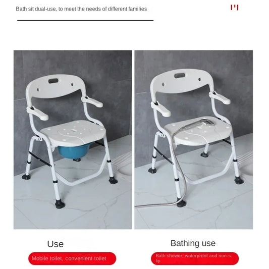 Foldable Bedside Commode, Upgraded Safety Commode Toilet for Elderly Disabled, Potty Chairs for Adult with Height Adjustable