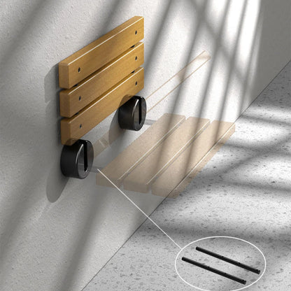 Teak Wood Foldable Shower Seat Bench Stainless Steel Frame Clear Coated Protection Medical Wall Mounted Chairs 400 Lb Capacity