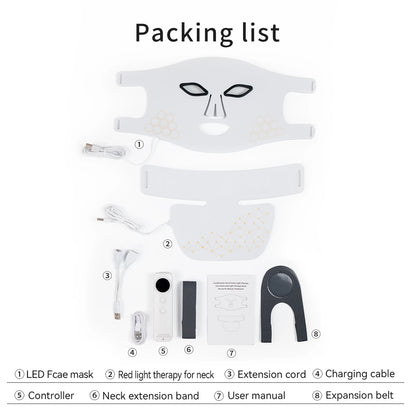 Hello Face Rechargeable Red Light Therapy Mask for Face & Neck  Infrared LED Mask Skincare Device for Glowing Skin