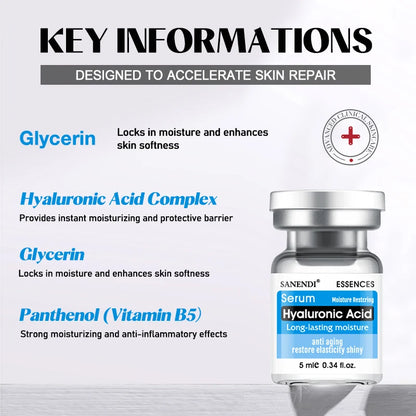 10Vials Hyaluron Acid Ampoule Serum for Facial Dr.Pen Micronneed Retinol EGF Peptide VC Snail Mucin Moisturizing Skin Care