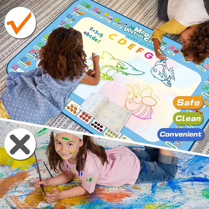 Magic Water Canvas with Pens Reusable Magic Water Drawing Mat for Children Montessori Educational Toys for Kids Christmas Gift