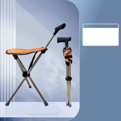 Multifunctional Triangular Stool, Climbing Stick, Foldable, Ultra-light, Stainless Steel, Retractable Cane, Trekking Supplies