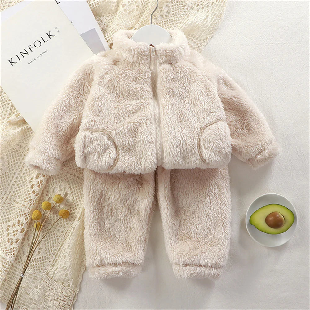 Children's Clothing Sets Autumn Winter Thick Warm Coats Tops + Pants 2Pcs Kids Winter Girl Clothing Sets 1-4 Years Baby Outfits