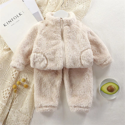 Children's Clothing Sets Autumn Winter Thick Warm Coats Tops + Pants 2Pcs Kids Winter Girl Clothing Sets 1-4 Years Baby Outfits