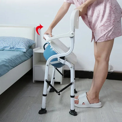 Foldable Bedside Commode, Upgraded Safety Commode Toilet for Elderly Disabled, Potty Chairs for Adult with Height Adjustable