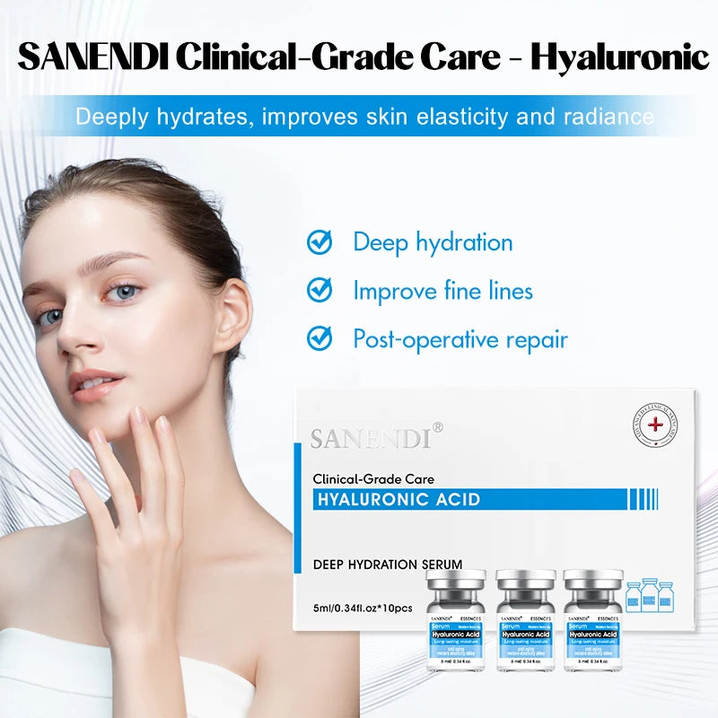 10Vials Hyaluron Acid Ampoule Serum for Facial Dr.Pen Micronneed Retinol EGF Peptide VC Snail Mucin Moisturizing Skin Care