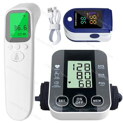 Digital Arm Blood Pressure Meter Cuff Medical Automatic Pressure Tonometer Tensiometer Heart Rate Pulse Meter BP Monitor Healthy