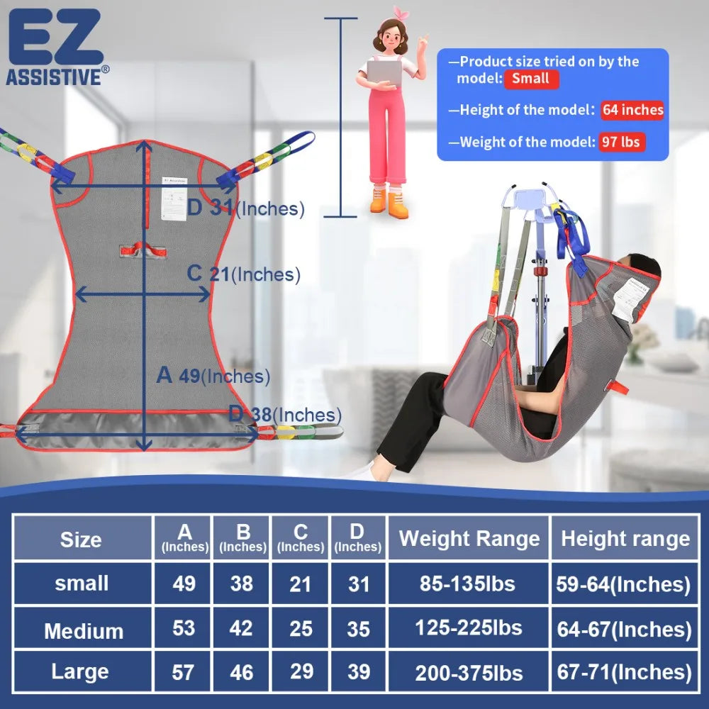 Ehucon Universal Full Body Patient Lift Sling Medical Hoist Sling for Bed Positioning Assist and Transfer Disabled