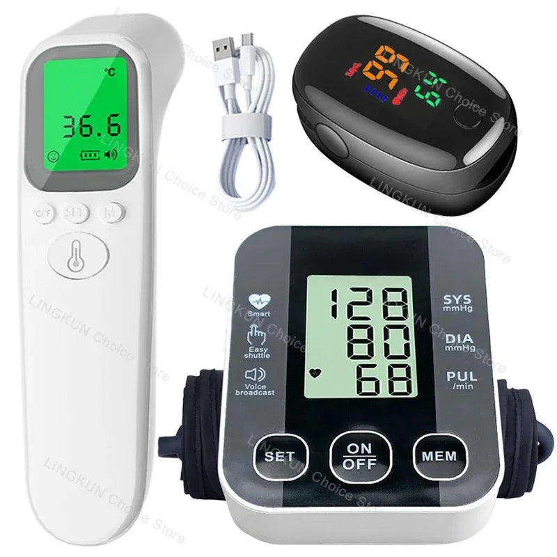 Digital Arm Blood Pressure Meter Cuff Medical Automatic Pressure Tonometer Tensiometer Heart Rate Pulse Meter BP Monitor Healthy