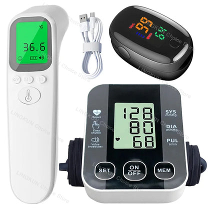 Digital Arm Blood Pressure Meter Cuff Medical Automatic Pressure Tonometer Tensiometer Heart Rate Pulse Meter BP Monitor Healthy