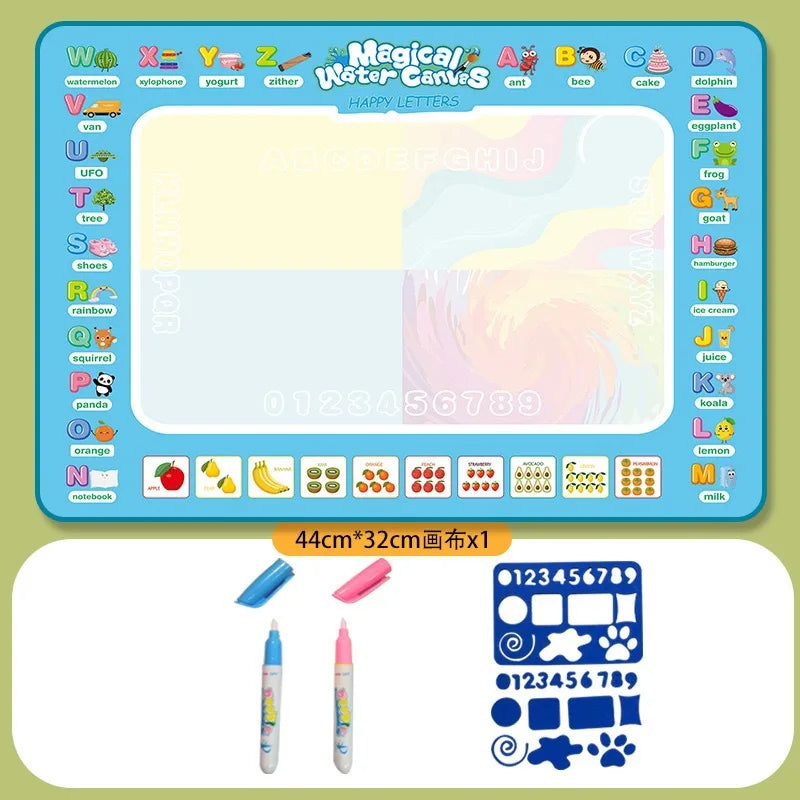 Magic Water Canvas with Pens Reusable Magic Water Drawing Mat for Children Montessori Educational Toys for Kids Christmas Gift