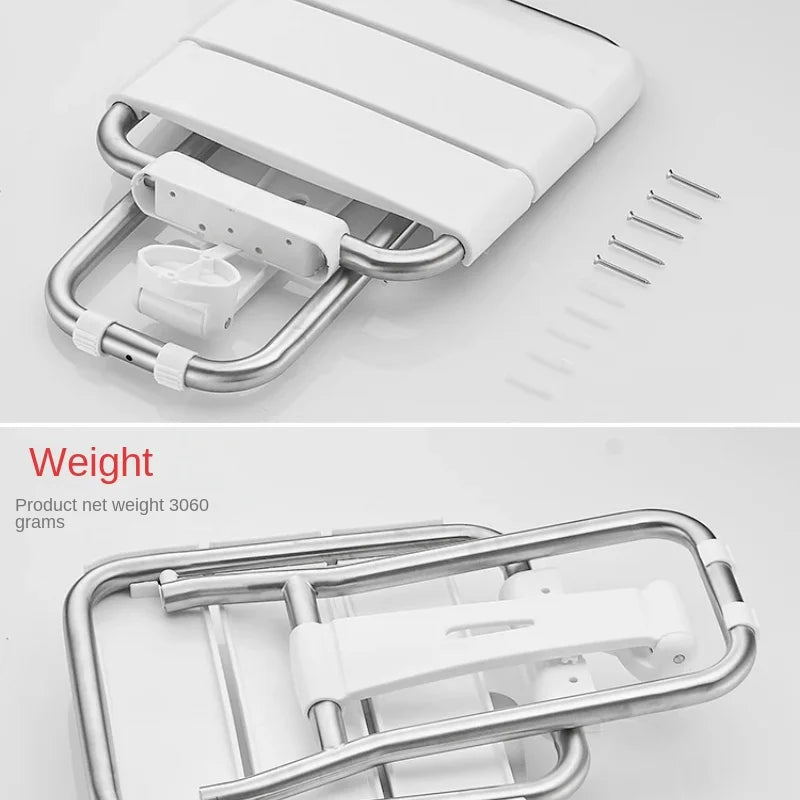 Wall-Mounted Shower Seat Foldable Chair for Elderly Toilet Bath Stool Bathroom Bench for Seniors