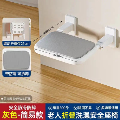 Wall Mounted Shower Chairs, Folding Shower Bench for Bathroom, Adjustable Fold Down Bath Seat Safety Shower Stool for Elderly