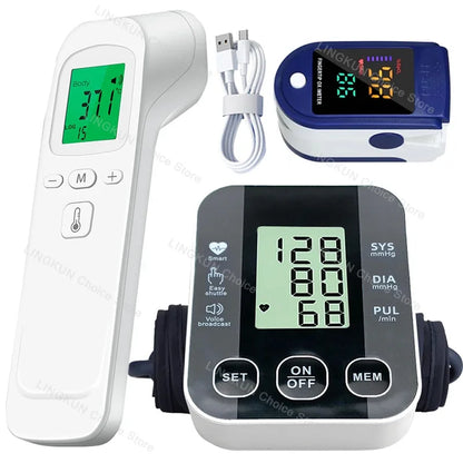 Digital Arm Blood Pressure Meter Cuff Medical Automatic Pressure Tonometer Tensiometer Heart Rate Pulse Meter BP Monitor Healthy