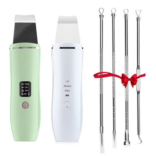 Ultrasonic Skin Scrubber Peeling Blackhead Remover Machine EMS Deep Face Cleaning Ultrasonic Ion Acne Pore Cleaner Facial Shovel