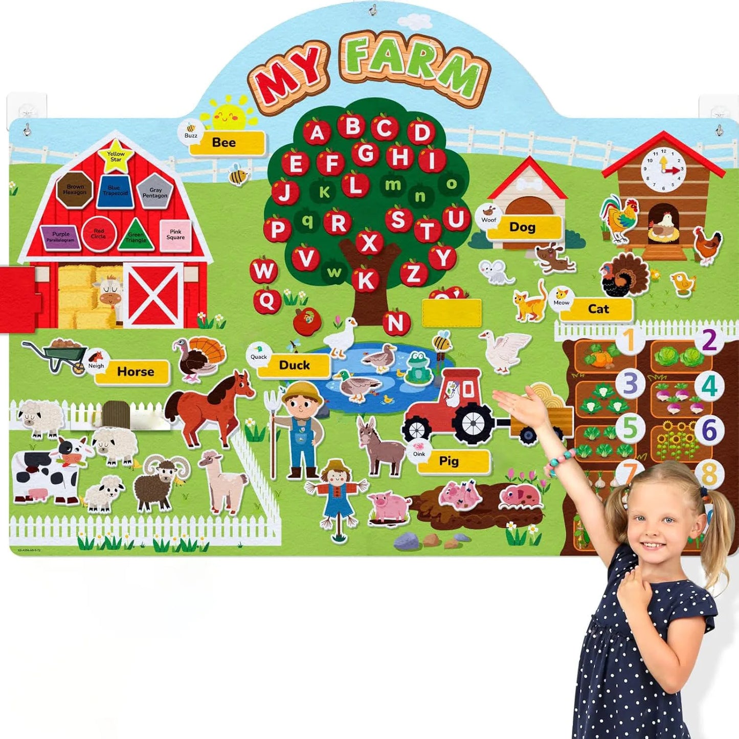 Farm Animals Felt Story Board Set Storytelling Early Learning Interactive Play Kit Wall Hanging Puzzle Toys for Toddlers Gifts