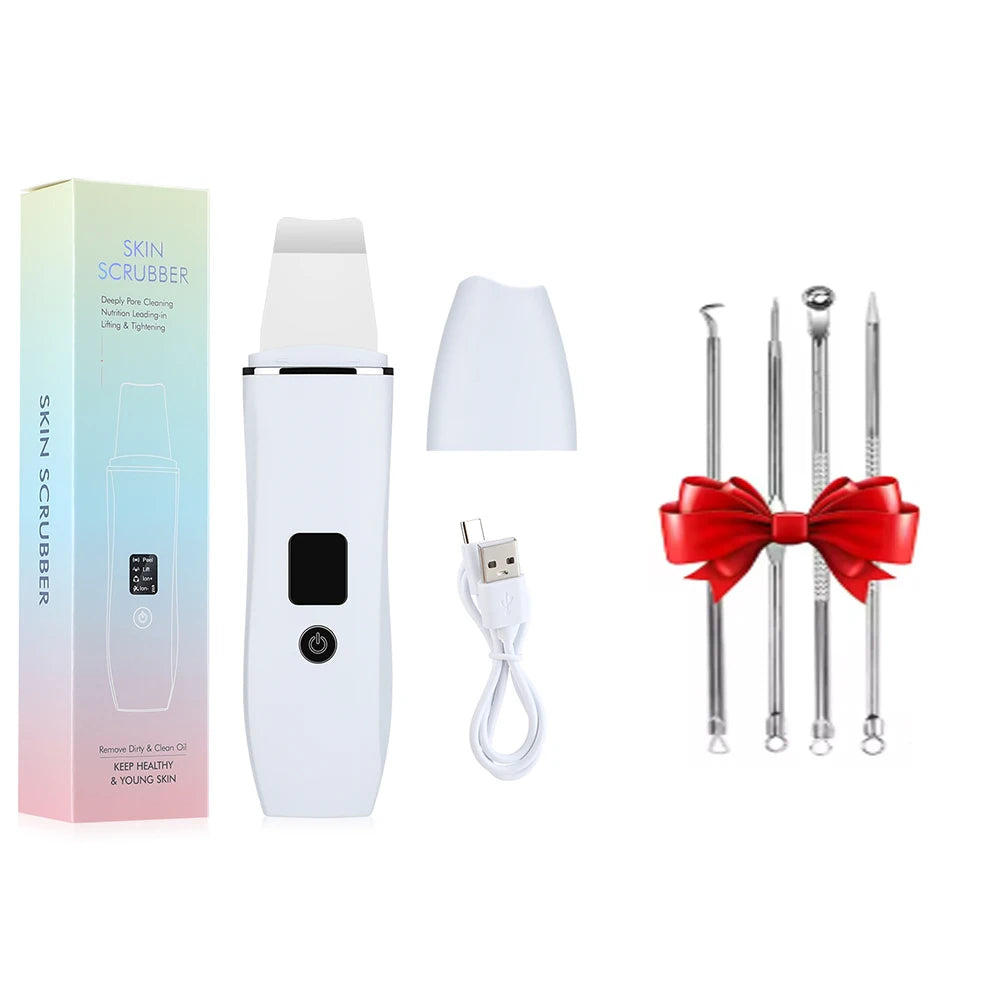 Ultrasonic Skin Scrubber Peeling Blackhead Remover Machine EMS Deep Face Cleaning Ultrasonic Ion Acne Pore Cleaner Facial Shovel