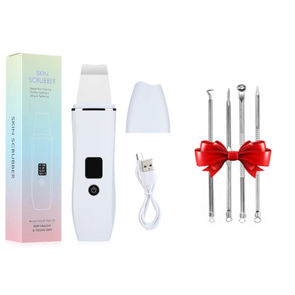 Ultrasonic Skin Scrubber Peeling Blackhead Remover Machine EMS Deep Face Cleaning Ultrasonic Ion Acne Pore Cleaner Facial Shovel