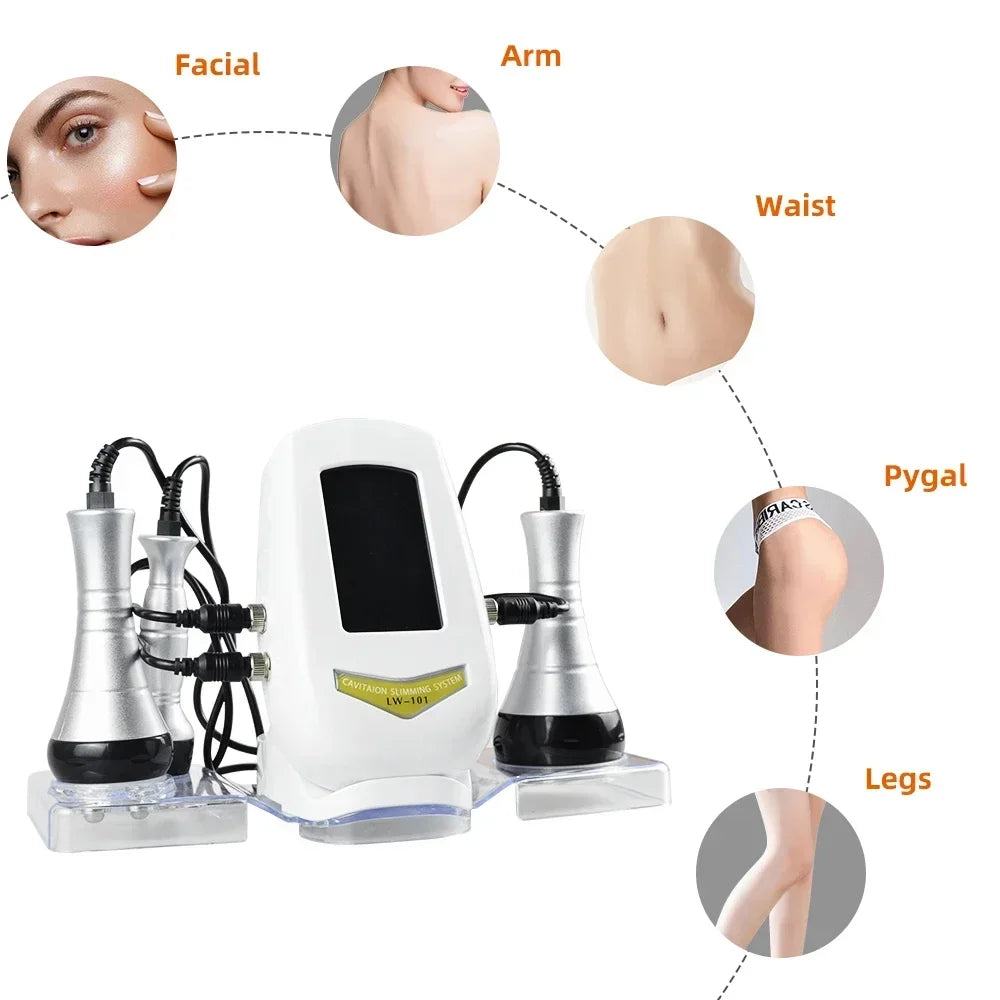 3 in 1 Multi-Pole Vacuum Cavitation 40KHz Ultrasonic Slimmer Weight Loss Cellulite Reduction Shaping Slimming Firming Massage