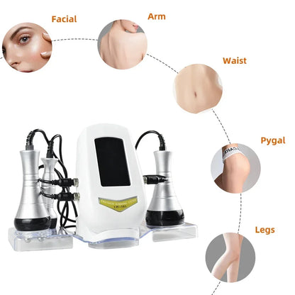 3 in 1 Multi-Pole Vacuum Cavitation 40KHz Ultrasonic Slimmer Weight Loss Cellulite Reduction Shaping Slimming Firming Massage