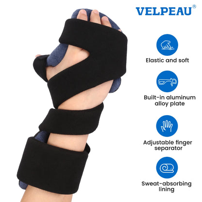 VELPEAU Hand Splint Orthosis for Stroke Finger, Arthritis and Carpal Tunnel Pain Wrist Brace Immobilizer with Finger Separator