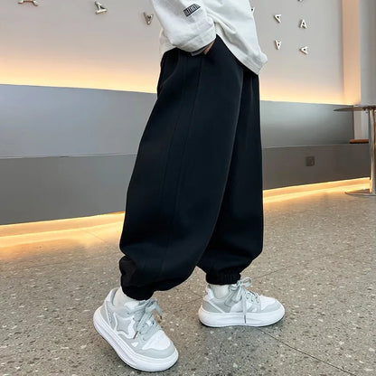 Fashion New Kids Solid Color Sweatpants Boys Casual Joggers Trousers 110-170 Autumn Kids High Quality Cotton Loose Soft Pants