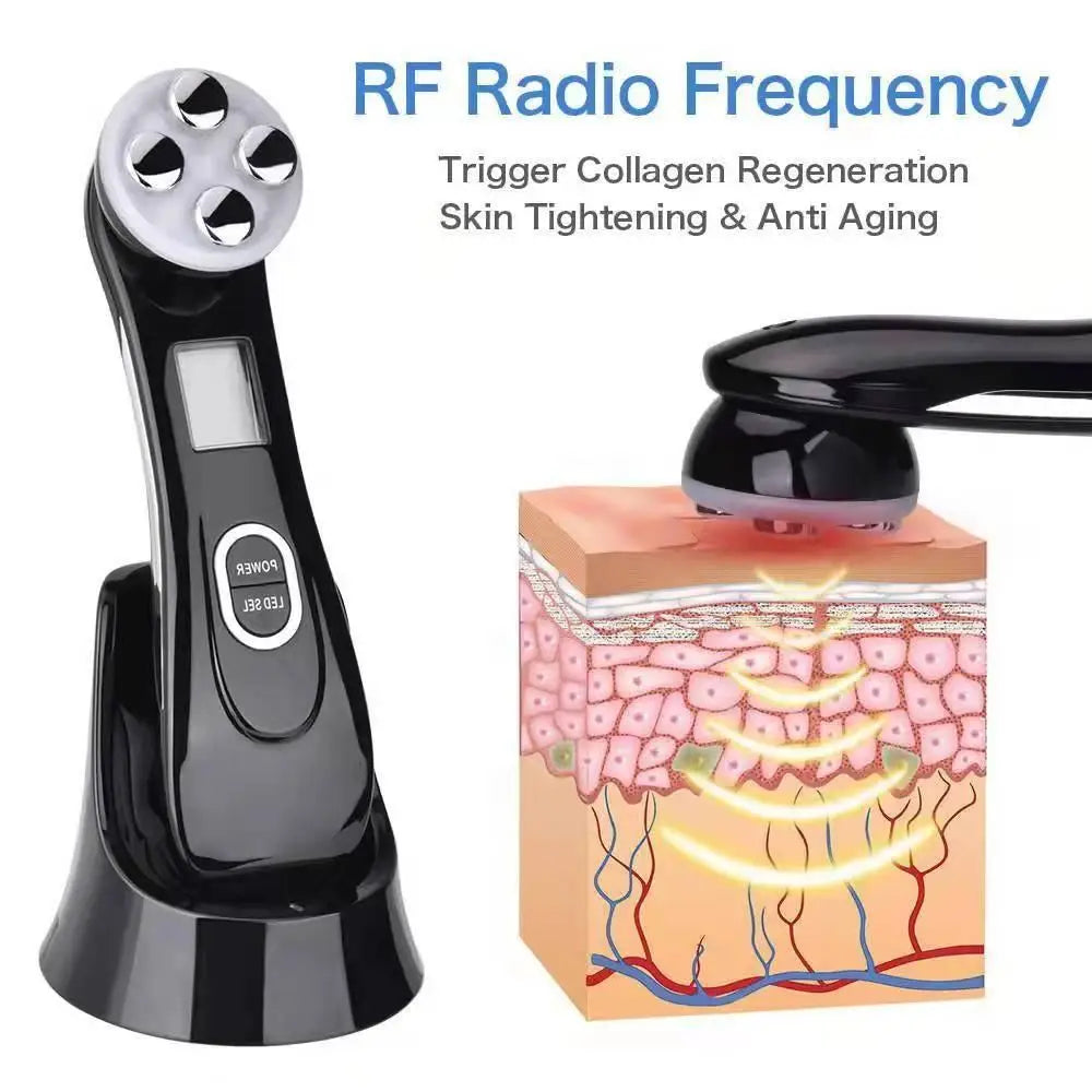 5-IN-1 RF LED Photon Skin Care Beauty Device EMS Facial Electroporation Radio Frequency Face Lifting Tighten Wrinkle Removal