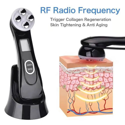 5-IN-1 RF LED Photon Skin Care Beauty Device EMS Facial Electroporation Radio Frequency Face Lifting Tighten Wrinkle Removal