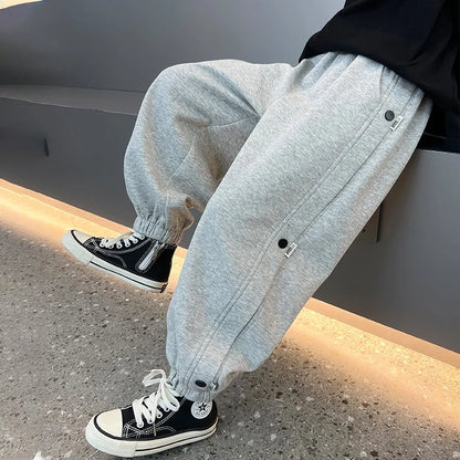 Fashion New Kids Solid Color Sweatpants Boys Casual Joggers Trousers 110-170 Autumn Kids High Quality Cotton Loose Soft Pants